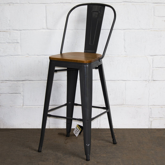 5PC Lodi Table & Soranzo Bar Stool Set - Graphite Grey
