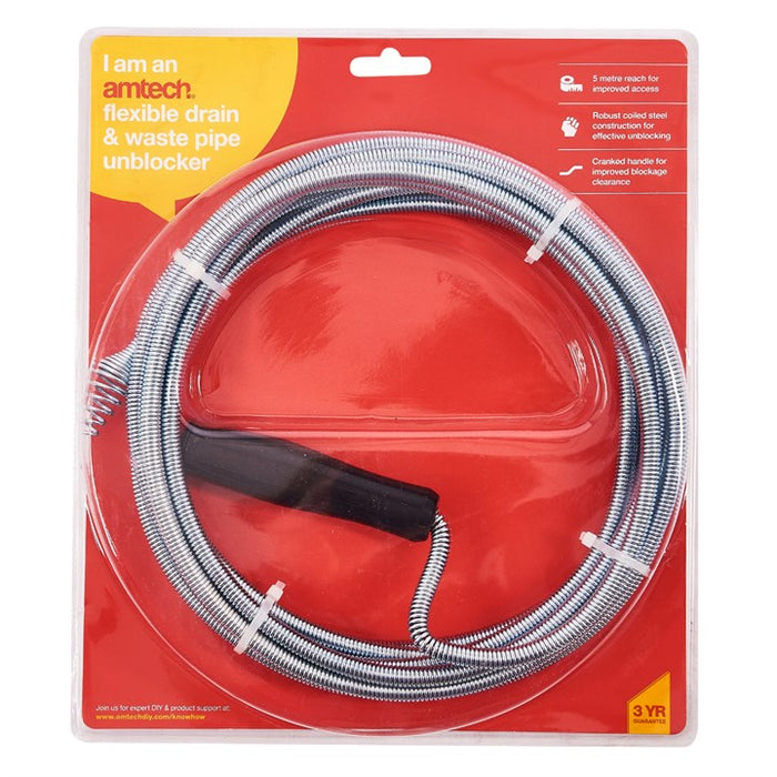 Flexible Drain and Waste Pipe Unblocker