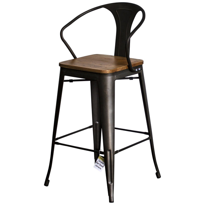 5PC Lodi Table & Licata Bar Stool Set - Gun Metal Grey