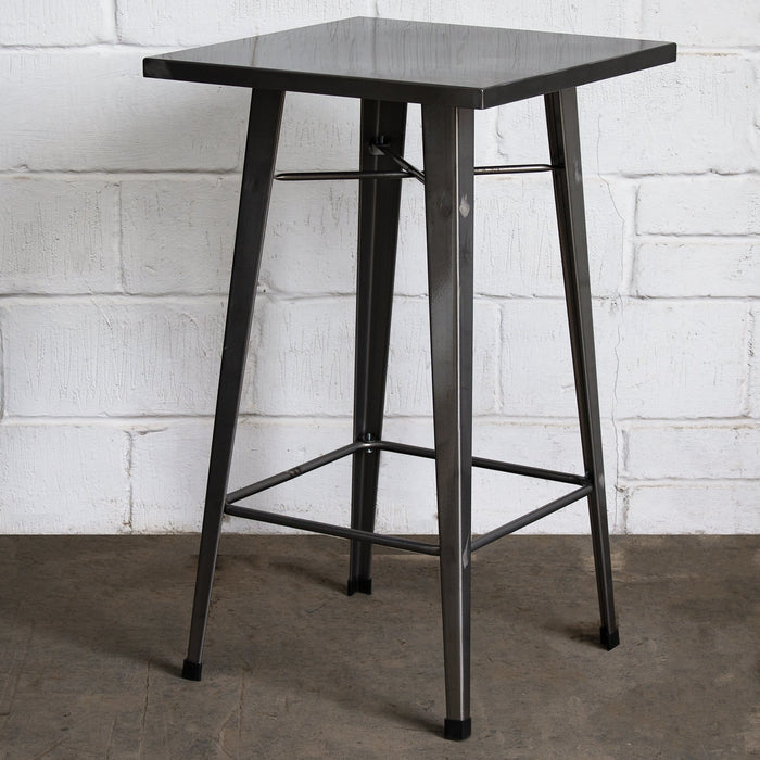 3PC Laus Table & Favara Bar Stool Set - Steel