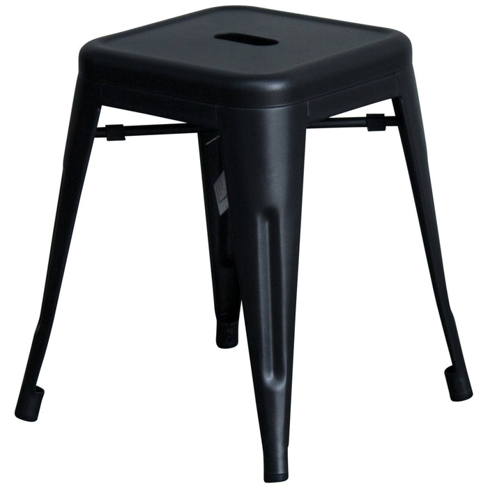 3PC Enna Table & Castel Stool Set - Onyx Matt Black