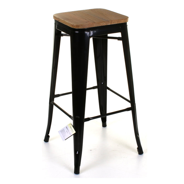 5PC Lodi Table & Firenze Bar Stool Set - Black