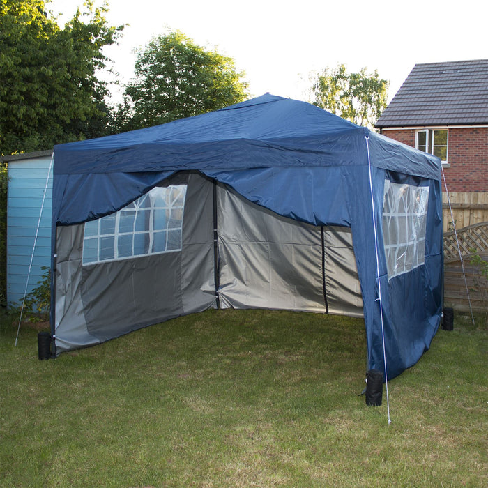 3M x 3M Easy Up Gazebo with Sides - Blue