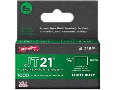 Arrow JT21 Staples 8mm  5/16" Pack of 1000