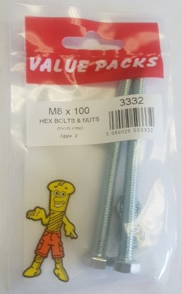 Hex Bolts & Nuts M8 X 100