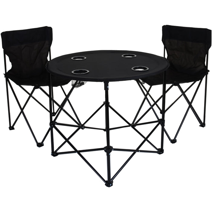 3PC Camping Chair and Table Set - Black