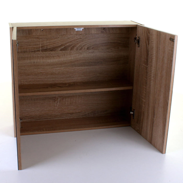 Wood Effect Mirror Wall Cabinet