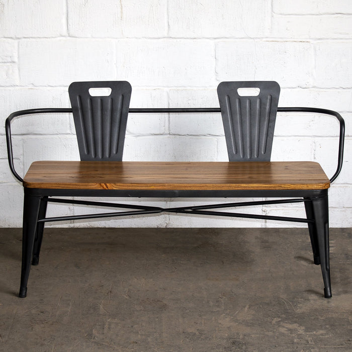 5PC Taranto Table, 3 Palermo Chairs & Nuoro Bench Set - Onyx Matt Black