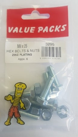 Hex Bolts & Nuts M8 X 25