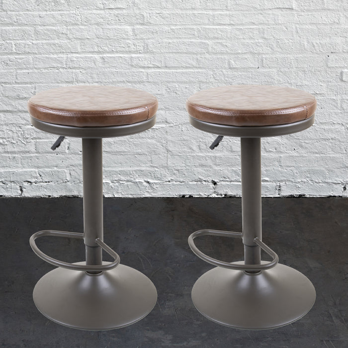 Set of 2 Adjustable Bar Stool - Gunmetal