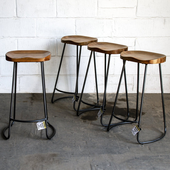5PC Lodi Table & Alcamo Bar Stool Set - Onyx Matt Black