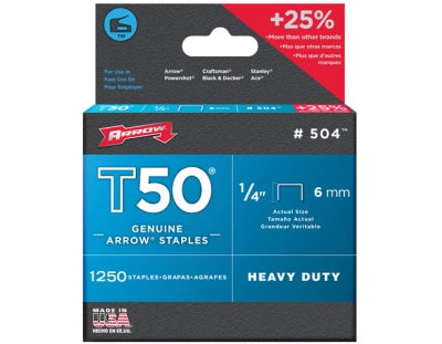 Arrow T50 Staples 6mm 1/4" 1250