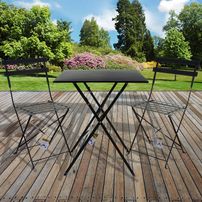 Black Folding Square Bistro Sets