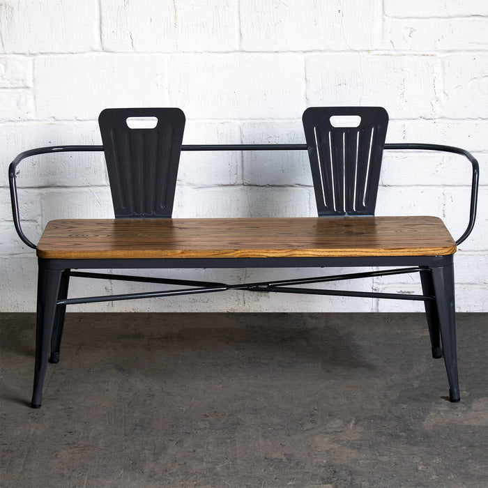 7PC Taranto Table, 2 Palermo Chairs, 3 Rho Stools & Nuoro Bench Set - Graphite Grey
