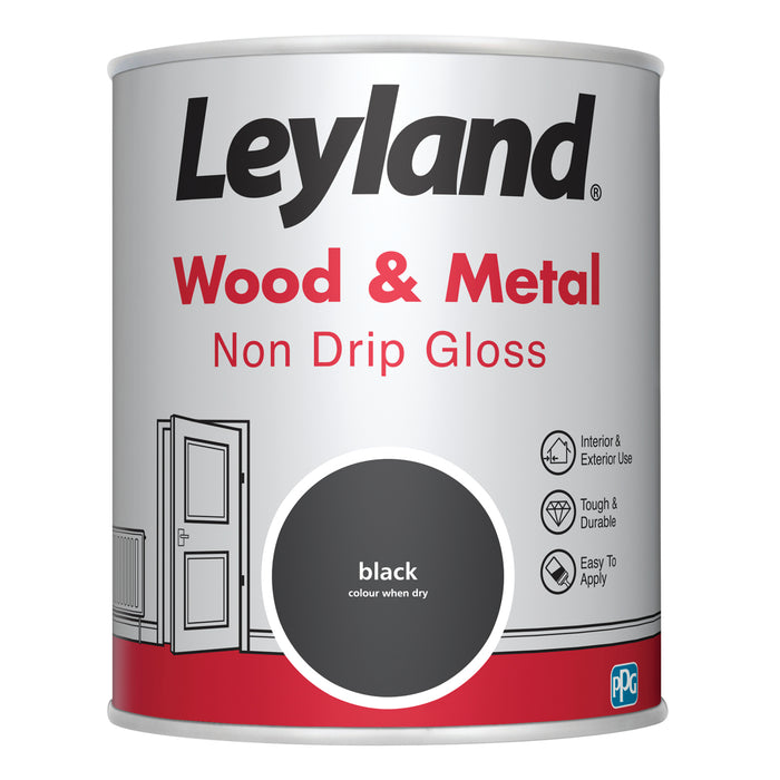 Leyland  Wood & Metal Non Drip Gloss Black 750ml