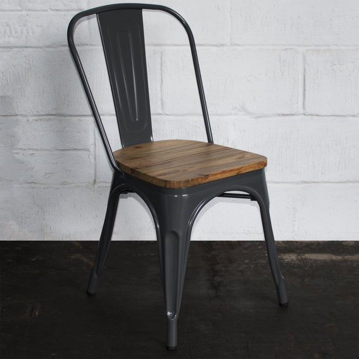 7PC Prato Table, 2 Florence & 4 Palermo Chairs Set - Graphite Grey