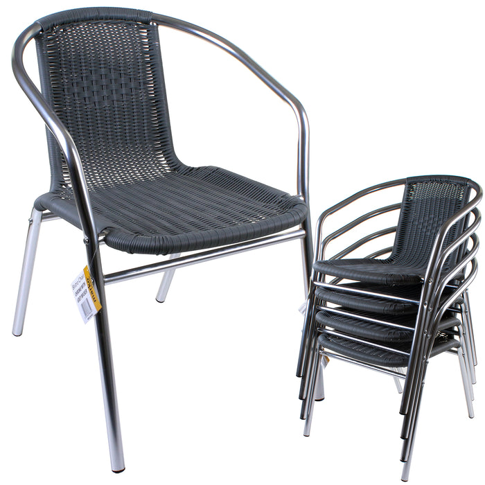 Chrome/Grey Wicker Bistro Sets - Square Stacking Table