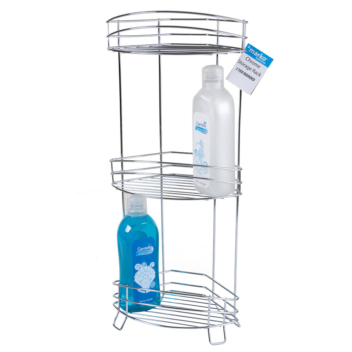Chrome Storage Rack - 3 Tier Rounded