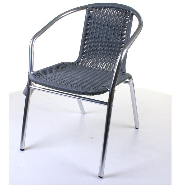 Chrome/Grey Wicker Bistro Sets - Round Table