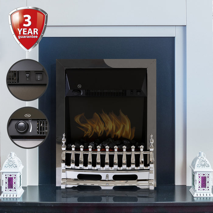 2000W Electric Fireplace - Inset or Freestanding - Silver