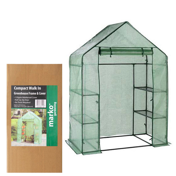 Compact Walk In Greenhouse with Reinforced Cover