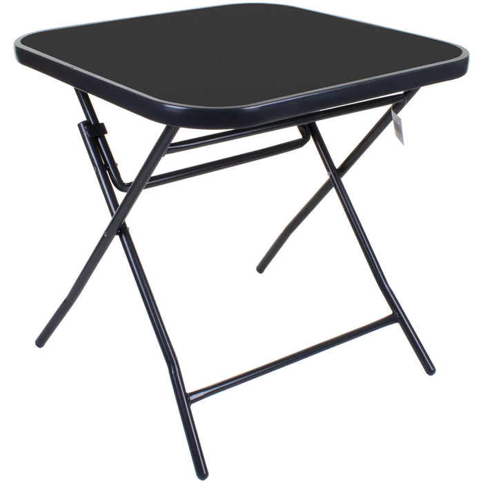 Grey Textoline Chair & Black Square Folding Table Sets