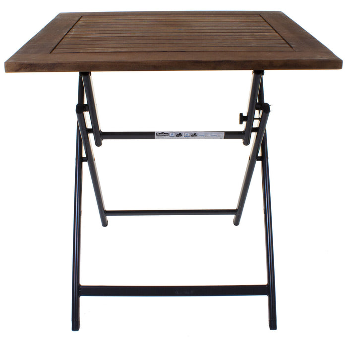 Black Textoline Chair & Dark Wood Folding Table Sets