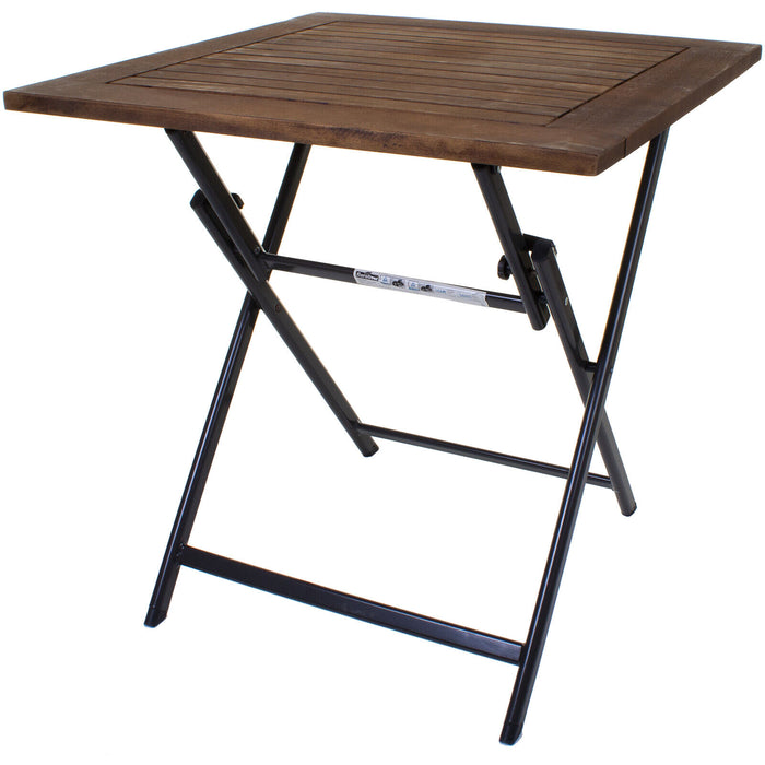 Black Textoline Chair & Dark Wood Folding Table Sets