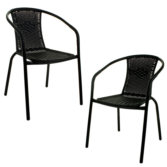 Black Wicker Edge Table Bistro Sets