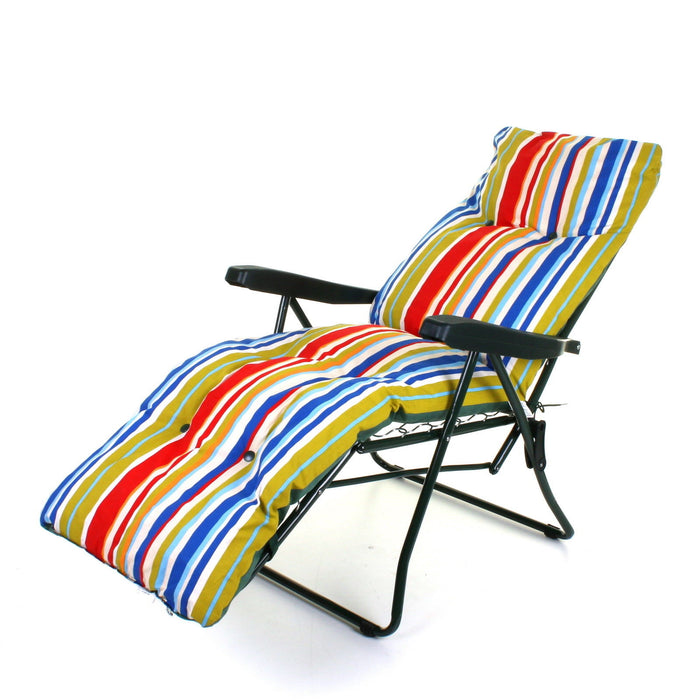 Cushioned Sun Lounger - Multicoloured Stripes