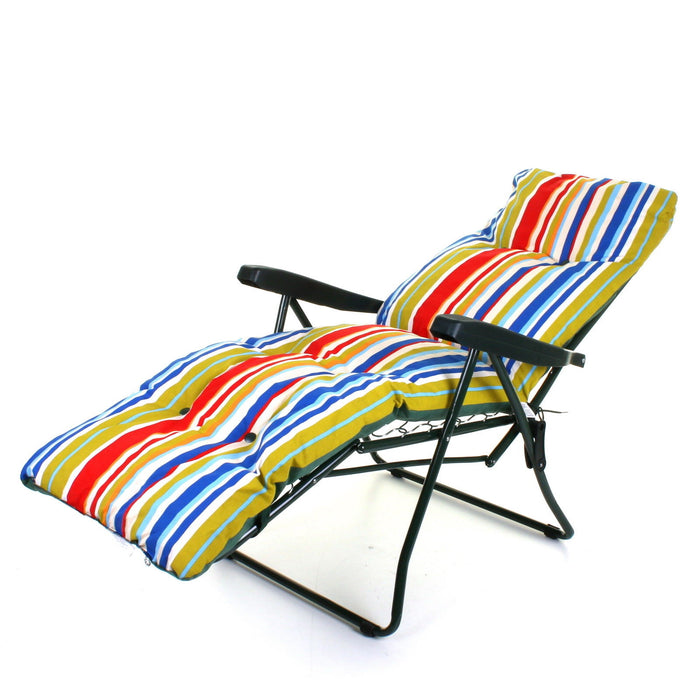 Cushioned Sun Lounger - Multicoloured Stripes