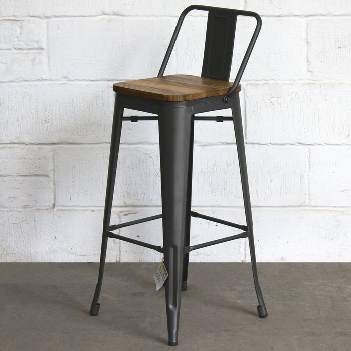 Tolix Style Tuscany Bar Stool - Onyx Matt Black