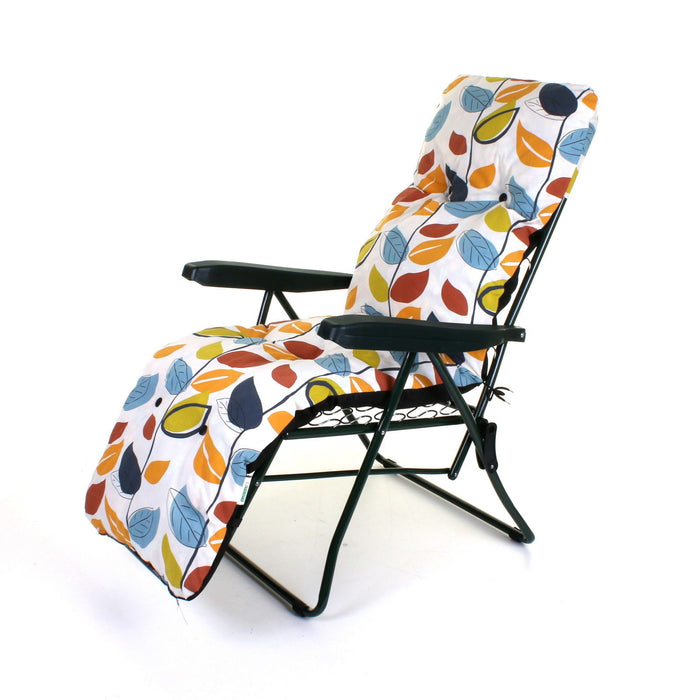Cushioned Sun Lounger - Leaves