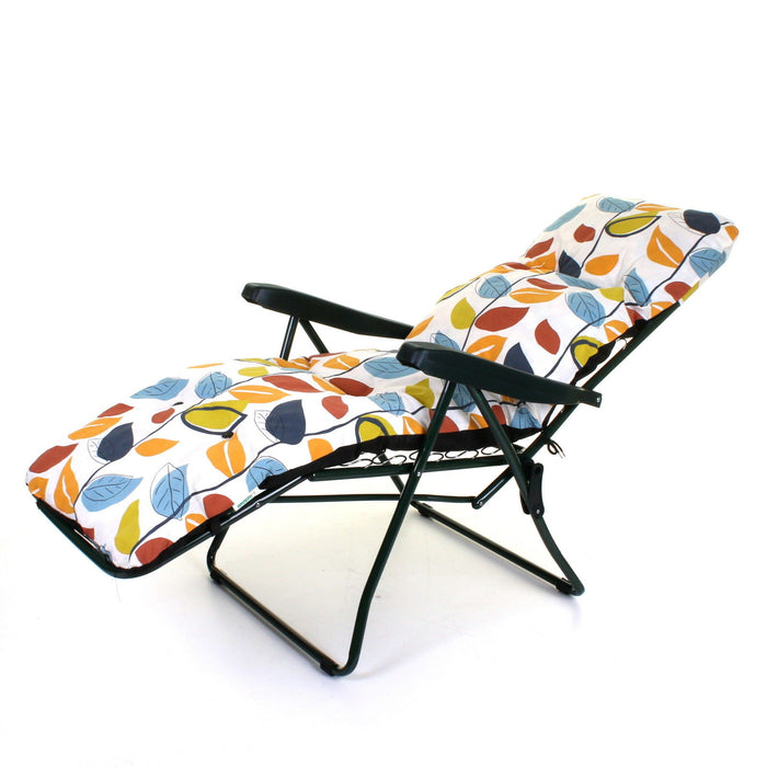 Cushioned Sun Lounger - Leaves