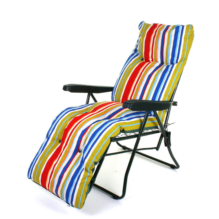 Cushioned Sun Lounger - Multicoloured Stripes