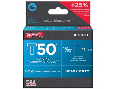 Arrow T50 Staples 17/32" / 13mm 1250pc